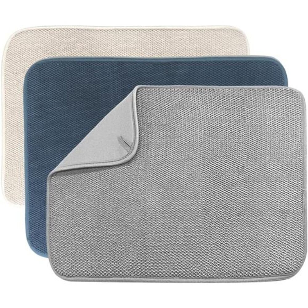 3 Pack Dish Drying Mat,Absorbent Microfiber Dishes Drainer Mats